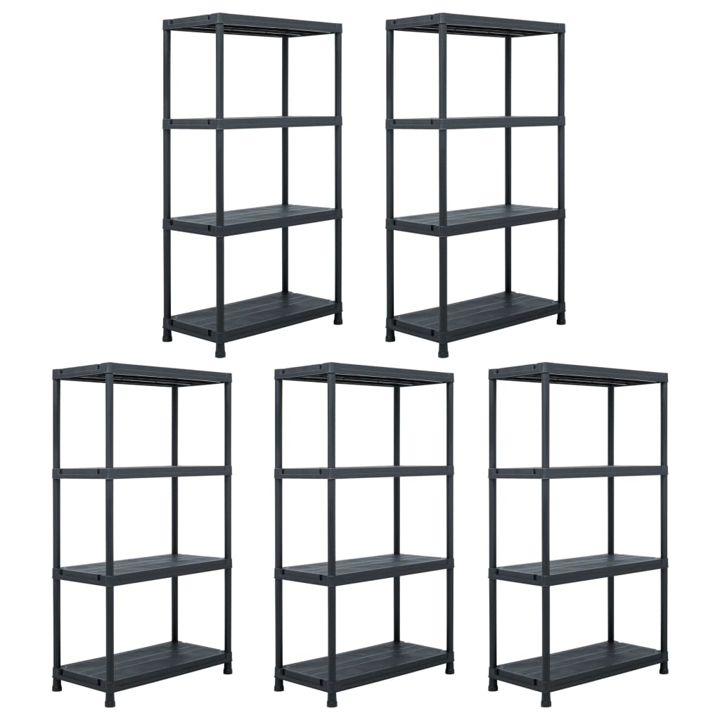 Lagerregale 5 Stk. Schwarz 60 x 30 x 138 cm Kunststoff