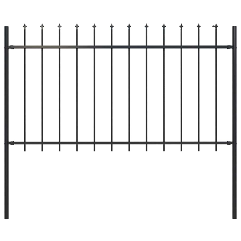 Gartenzaun mit Speerspitzen Stahl 1,8 m Schwarz