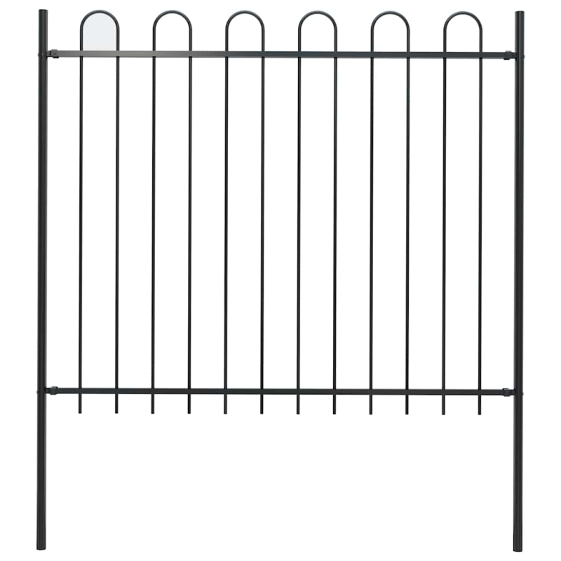 Gartenzaun mit Bügel-Design Stahl 1,8 m Schwarz