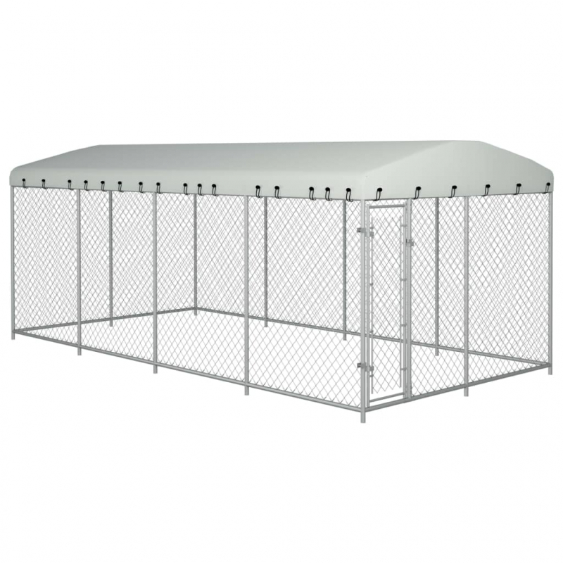 Outdoor-Hundezwinger mit Überdachung 8x4x2,3 m