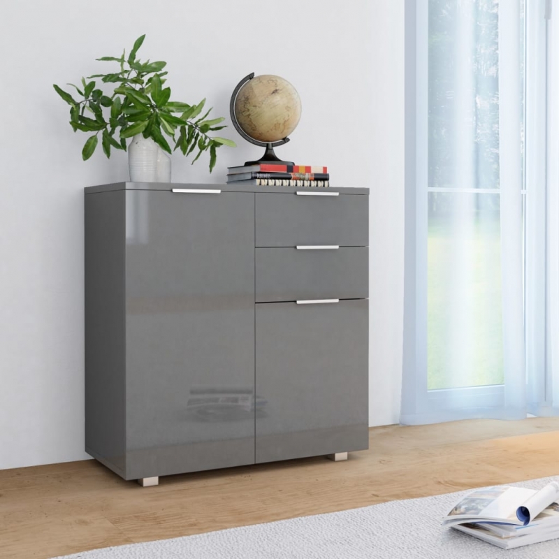 Sideboard Hochglanz-Grau 71x35x80 cm Holzwerkstoff