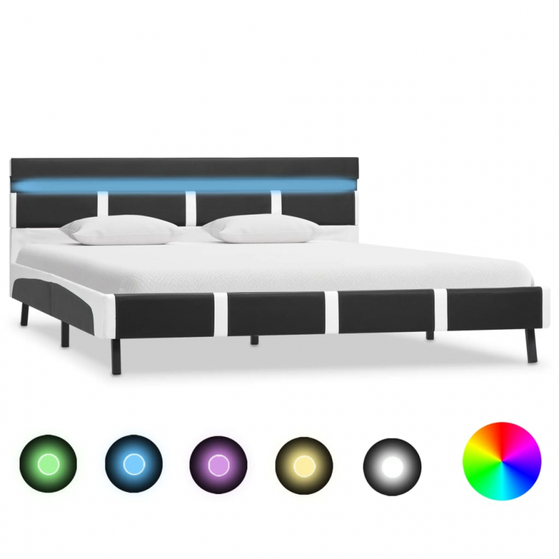 Bettgestell mit LED Grau Kunstleder 160x200 cm