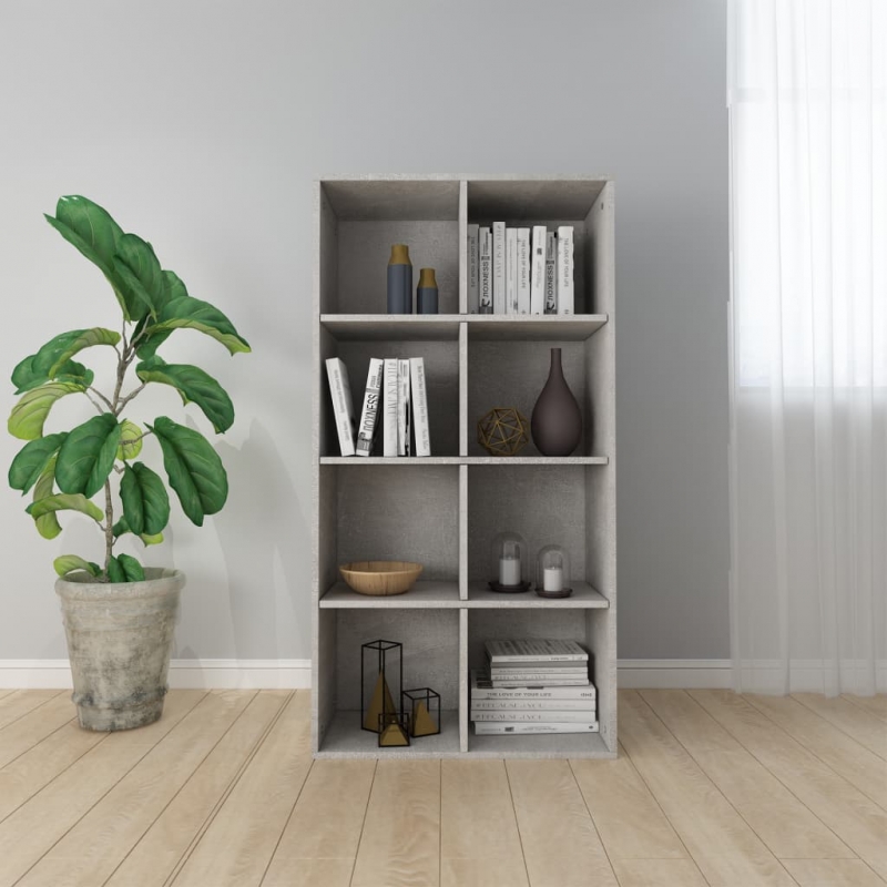 Bücherregal/Sideboard Betongrau 66×30×130 cm Holzwerkstoff