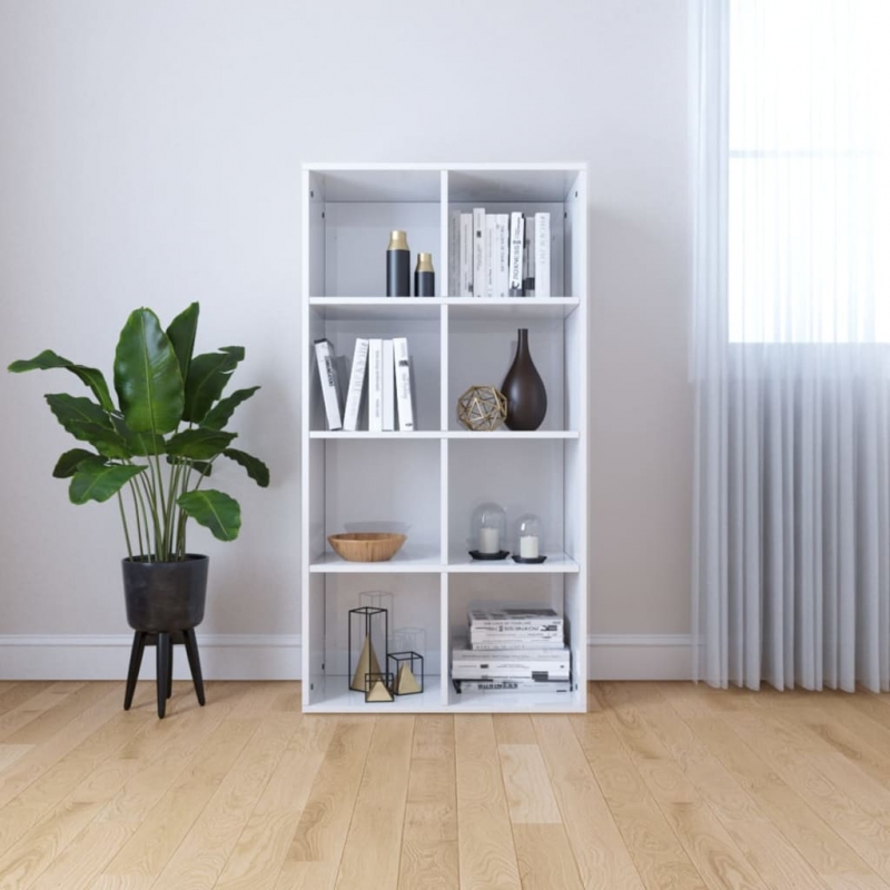 Bücherregal/Sideboard Hochglanz-Weiß 66×30×130 cm Holzwerkstoff