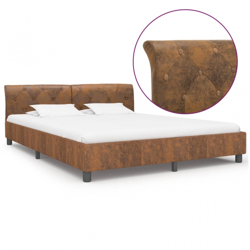 Bettgestell Braun Wildleder-Optik 180 × 200 cm