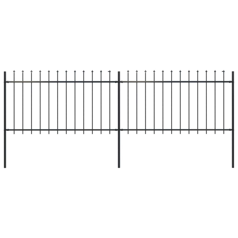 Gartenzaun mit Speerspitzen Stahl 3,4 x 1 m Schwarz