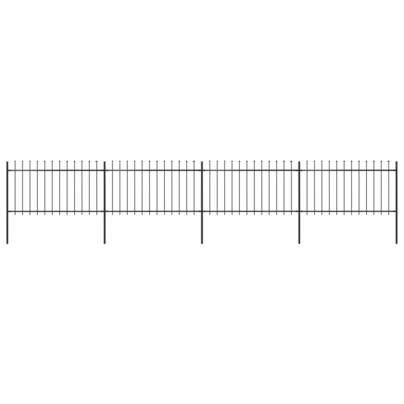 Gartenzaun mit Speerspitzen Stahl 6,8 x 1 m Schwarz