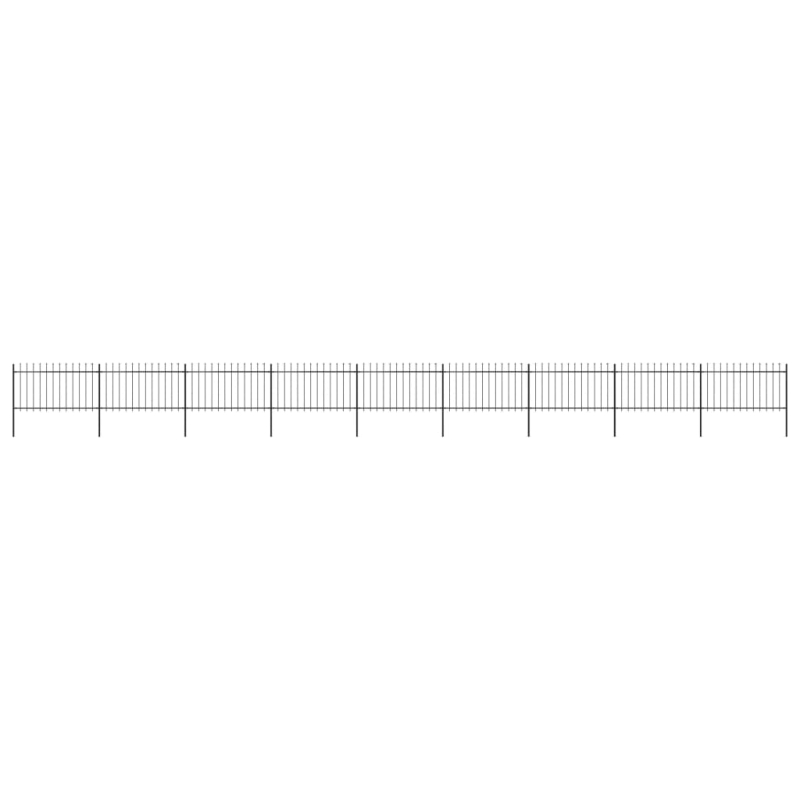 Gartenzaun mit Speerspitzen Stahl 15,3 x 1 m Schwarz