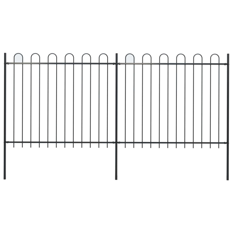 Gartenzaun mit Bügel-Design Stahl 3,4 x 1,5 m Schwarz