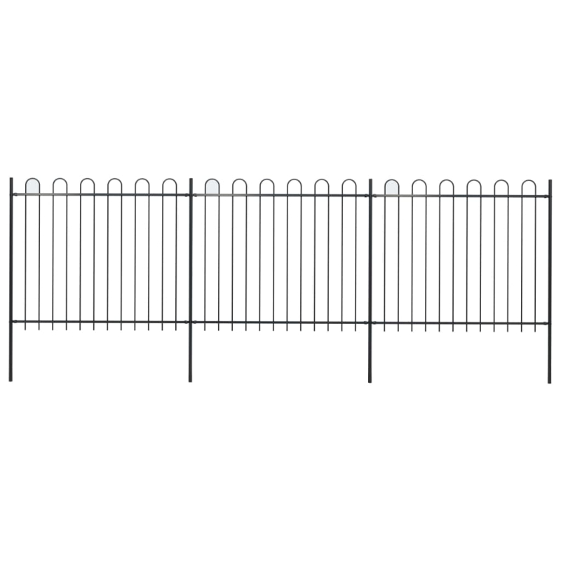 Gartenzaun mit Bügel-Design Stahl 5,1 x 1,5 m Schwarz