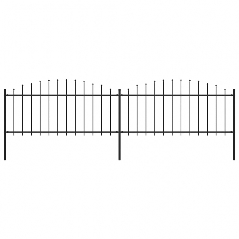 Gartenzaun mit Speerspitzen Stahl (0,5 - 0,75) x 3,4 m Schwarz