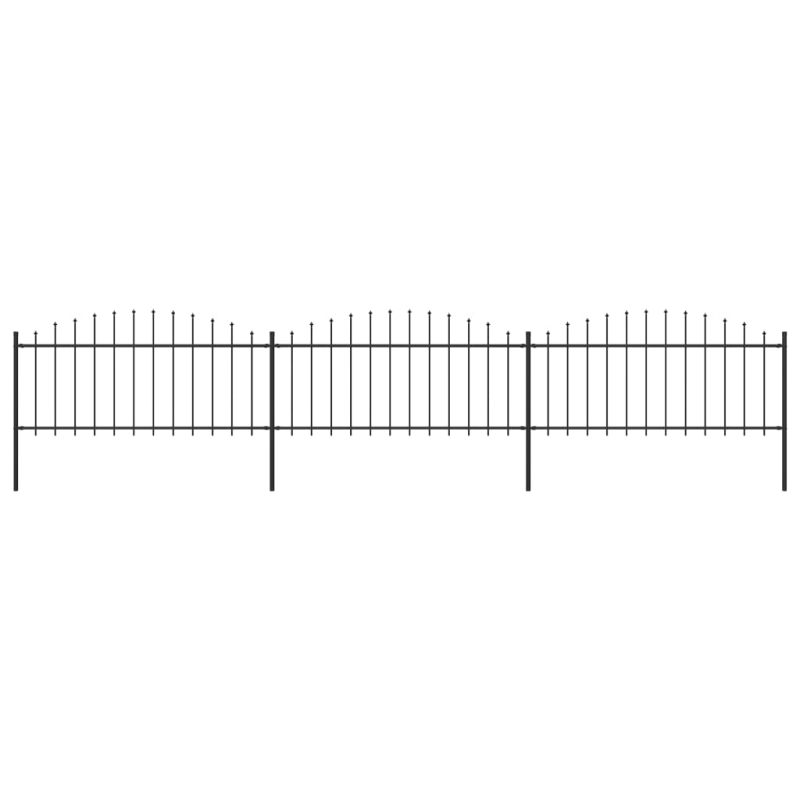Gartenzaun mit Speerspitzen Stahl (0,5 - 0,75) x 5,1 m Schwarz