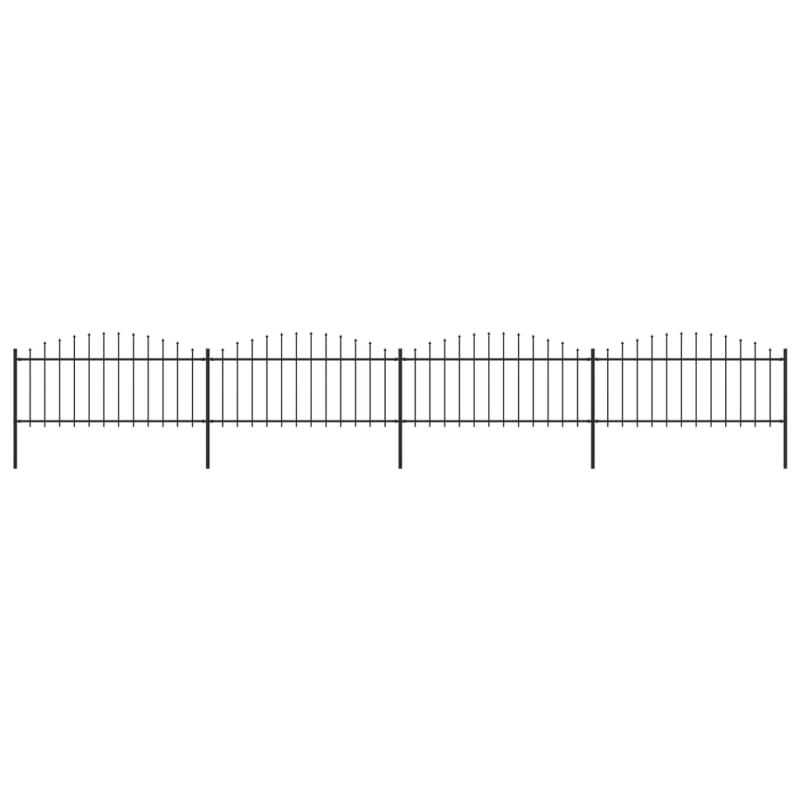 Gartenzaun mit Speerspitzen Stahl (0,5 - 0,75) x 6,8 m Schwarz