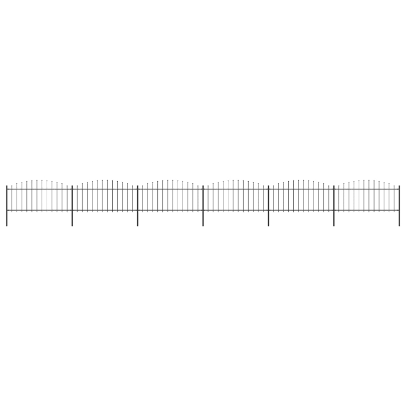 Gartenzaun mit Speerspitzen Stahl (0,5 - 0,75) x 10,2 m Schwarz