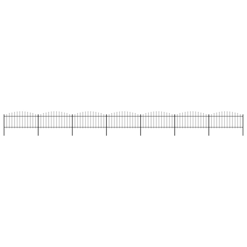 Gartenzaun mit Speerspitzen Stahl (0,5 - 0,75) x 11,9 m Schwarz