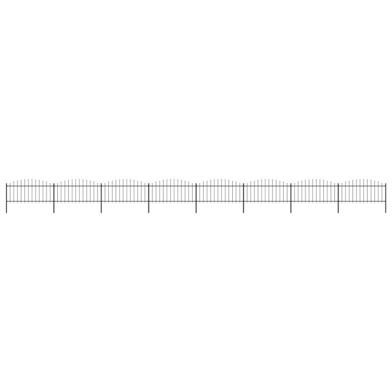 Gartenzaun mit Speerspitzen Stahl (0,5 - 0,75) x 13,6 m Schwarz