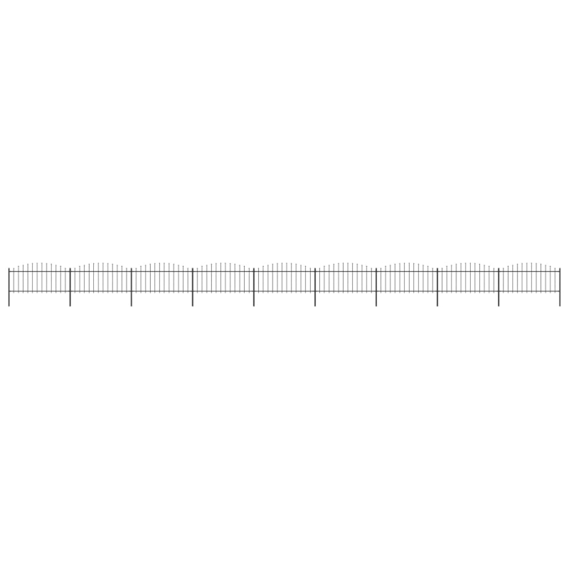 Gartenzaun mit Speerspitzen Stahl (0,5 - 0,75) x 15,3 m Schwarz