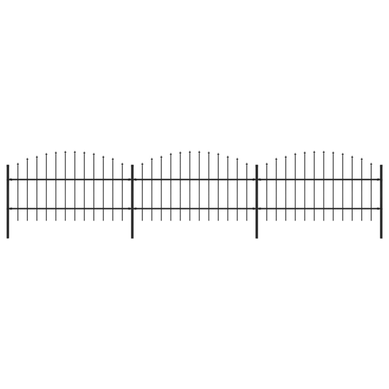 Gartenzaun mit Speerspitzen Stahl (0,75 - 1) x 5,1 m Schwarz