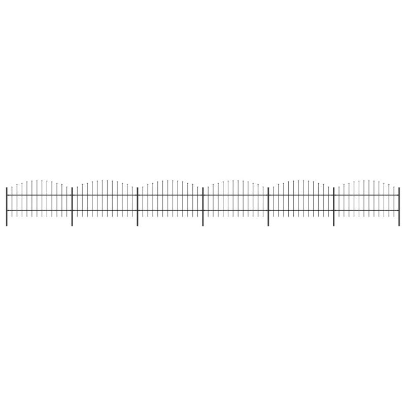 Gartenzaun mit Speerspitzen Stahl (0,75 - 1) x 10,2 m Schwarz