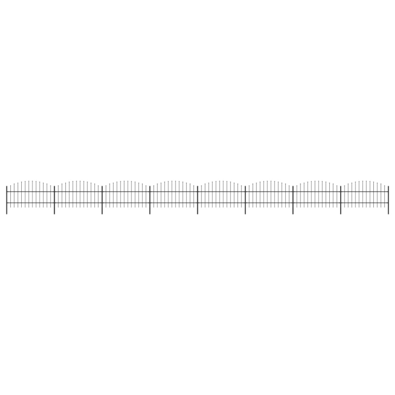 Gartenzaun mit Speerspitzen Stahl (0,75 - 1) x 13,6 m Schwarz