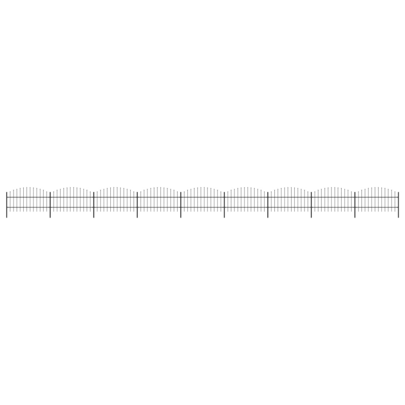 Gartenzaun mit Speerspitzen Stahl (0,75 - 1) x 15,3 m Schwarz