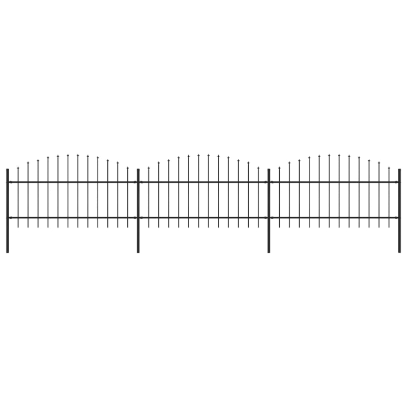Gartenzaun mit Speerspitzen Stahl (1 - 1,25) x 5,1 m Schwarz