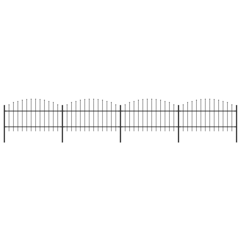 Gartenzaun mit Speerspitzen Stahl (1 - 1,25) x 6,8 m Schwarz