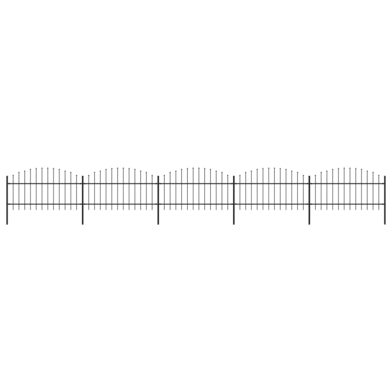 Gartenzaun mit Speerspitzen Stahl (1 - 1,25) x 8,5 m Schwarz