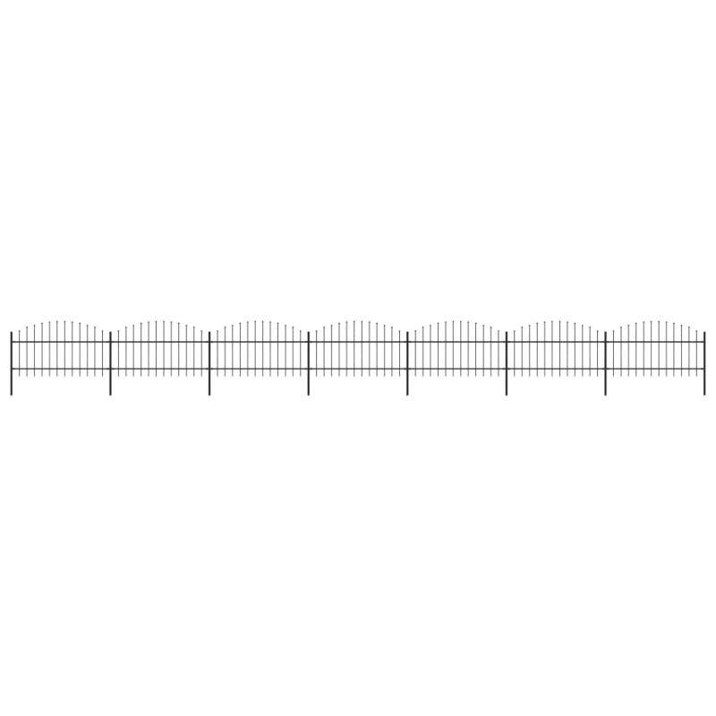 Gartenzaun mit Speerspitzen Stahl (1 - 1,25) x 11,9 m Schwarz