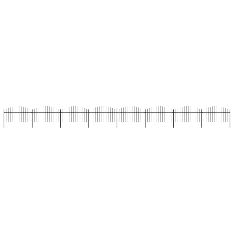 Gartenzaun mit Speerspitzen Stahl (1 - 1,25) x 13,6 m Schwarz