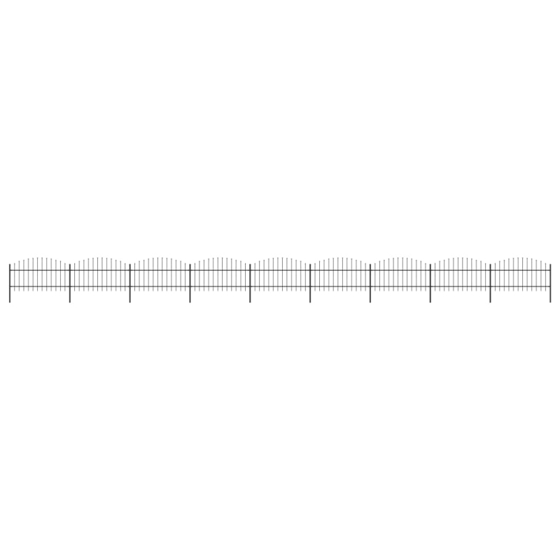 Gartenzaun mit Speerspitzen Stahl (1 - 1,25) x 15,3 m Schwarz