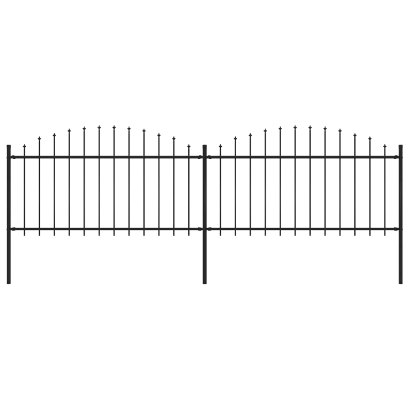 Gartenzaun mit Speerspitzen Stahl (1,25 - 1,5) x 3,4 m Schwarz