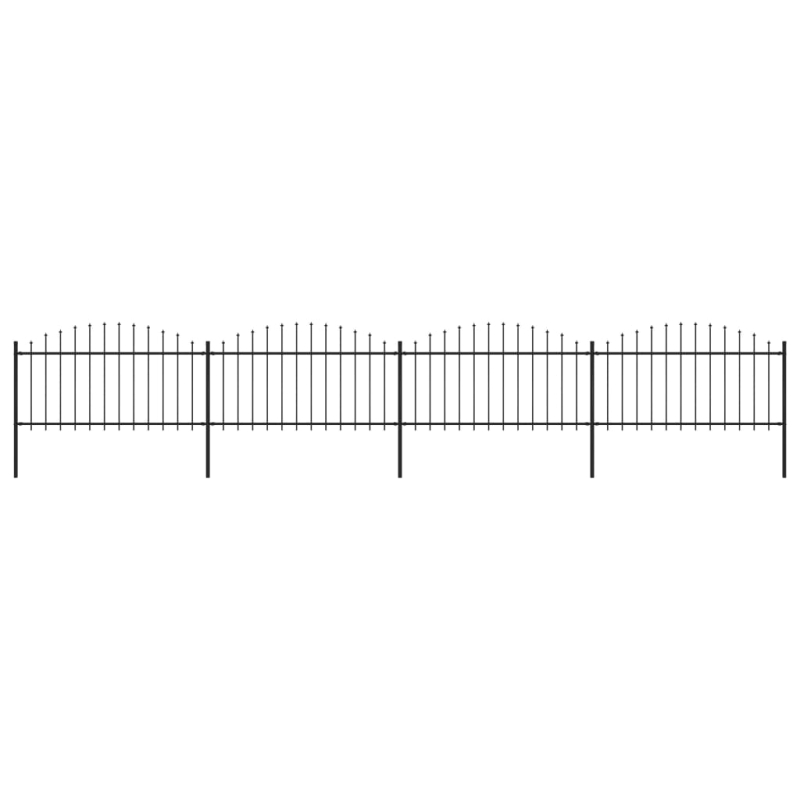 Gartenzaun mit Speerspitzen Stahl (1,25 - 1,5) x 6,8 m Schwarz
