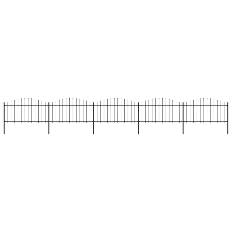 Gartenzaun mit Speerspitzen Stahl (1,25 - 1,5) x 8,5 m Schwarz