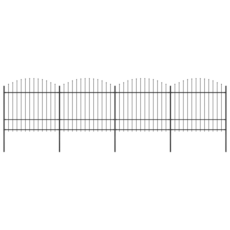 Gartenzaun mit Speerspitzen Stahl (1,5 - 1,75) x 6,8 m Schwarz