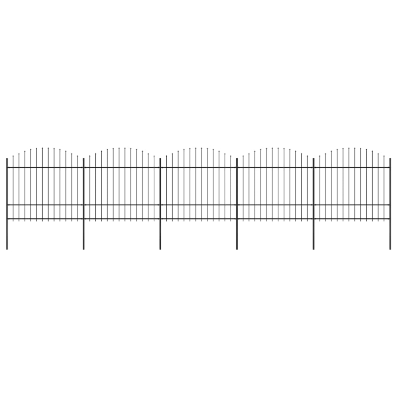 Gartenzaun mit Speerspitzen Stahl (1,5 - 1,75) x 8,5 m Schwarz