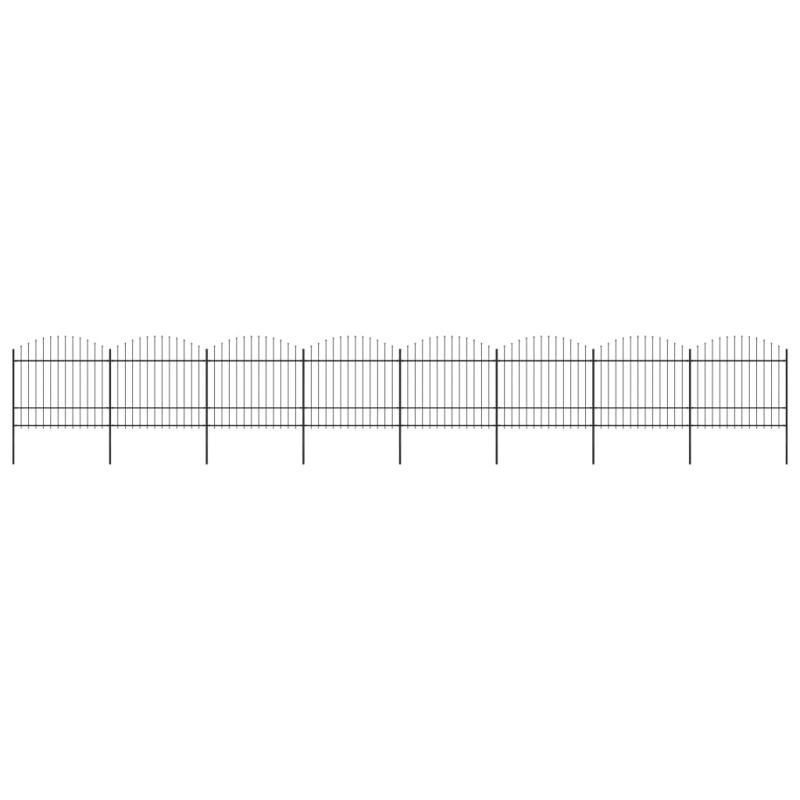 Gartenzaun mit Speerspitzen Stahl (1,5 - 1,75) x 13,6 m Schwarz