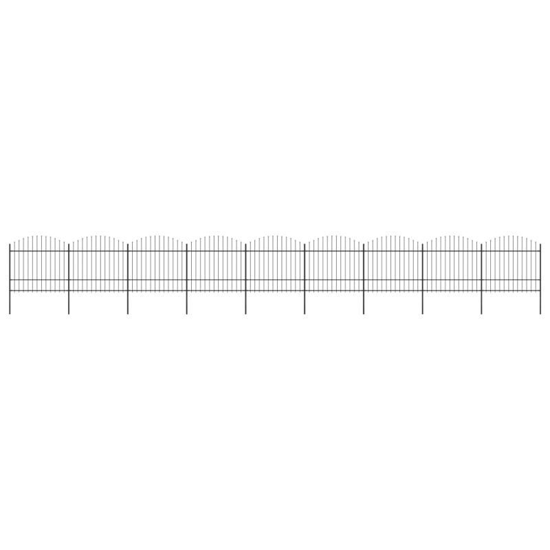 Gartenzaun mit Speerspitzen Stahl (1,5 - 1,75) x 15,3 m Schwarz