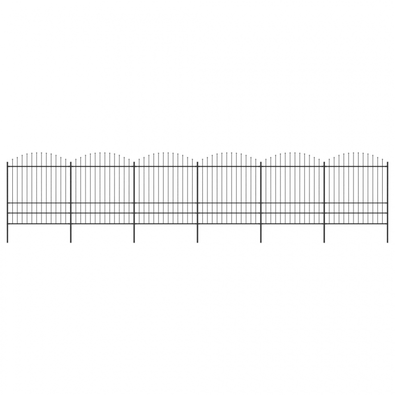 Gartenzaun mit Speerspitzen Stahl (1,75 - 2) x 10,2 m Schwarz