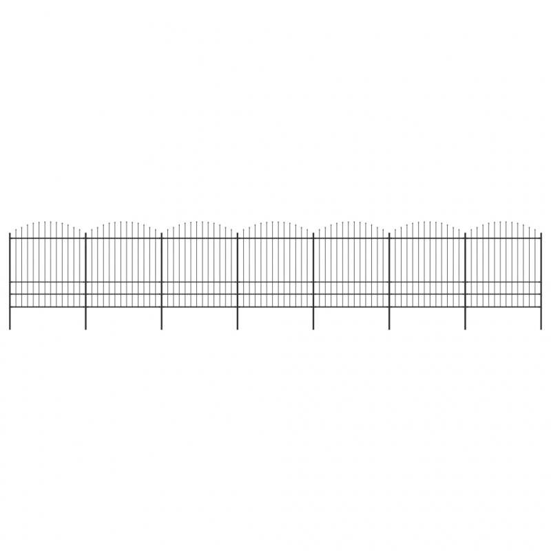 Gartenzaun mit Speerspitzen Stahl (1,57 - 2) x 11,9 m Schwarz