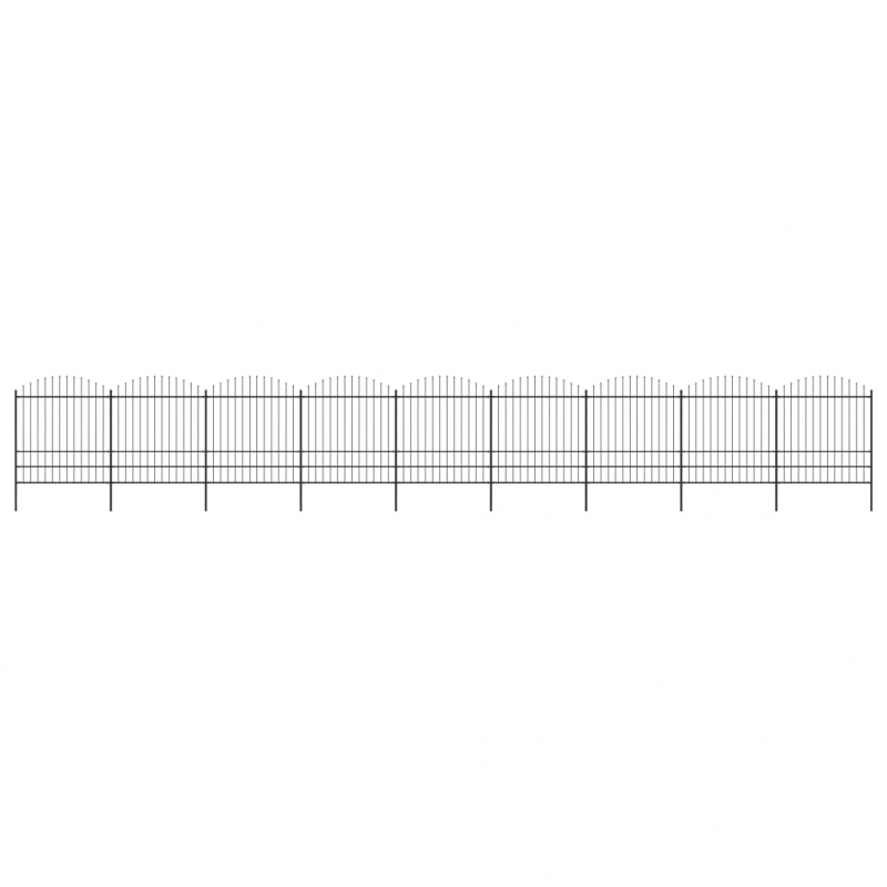 Gartenzaun mit Speerspitzen Stahl (1,75 - 2) x 15,3 m Schwarz