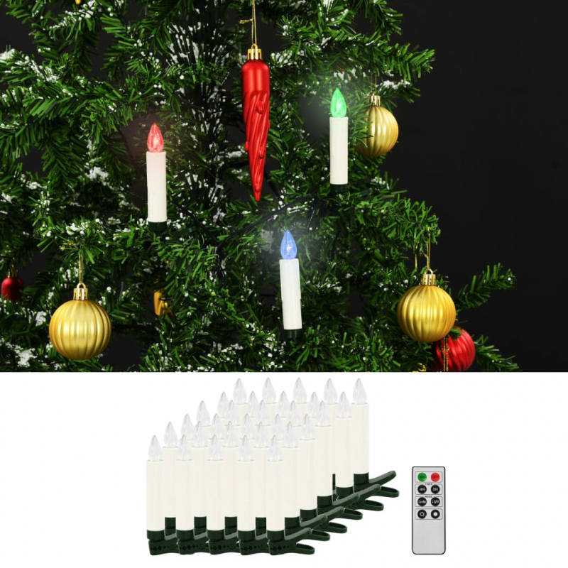 LED-Weihnachtskerzen 30 Stk. Kabellos mit Fernbedienung RGB