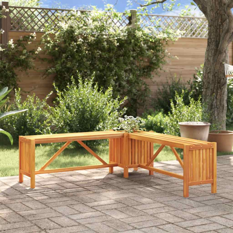 Garten-Eckbank mit Pflanzkübel 117×117×40 cm Massivholz Akazie
