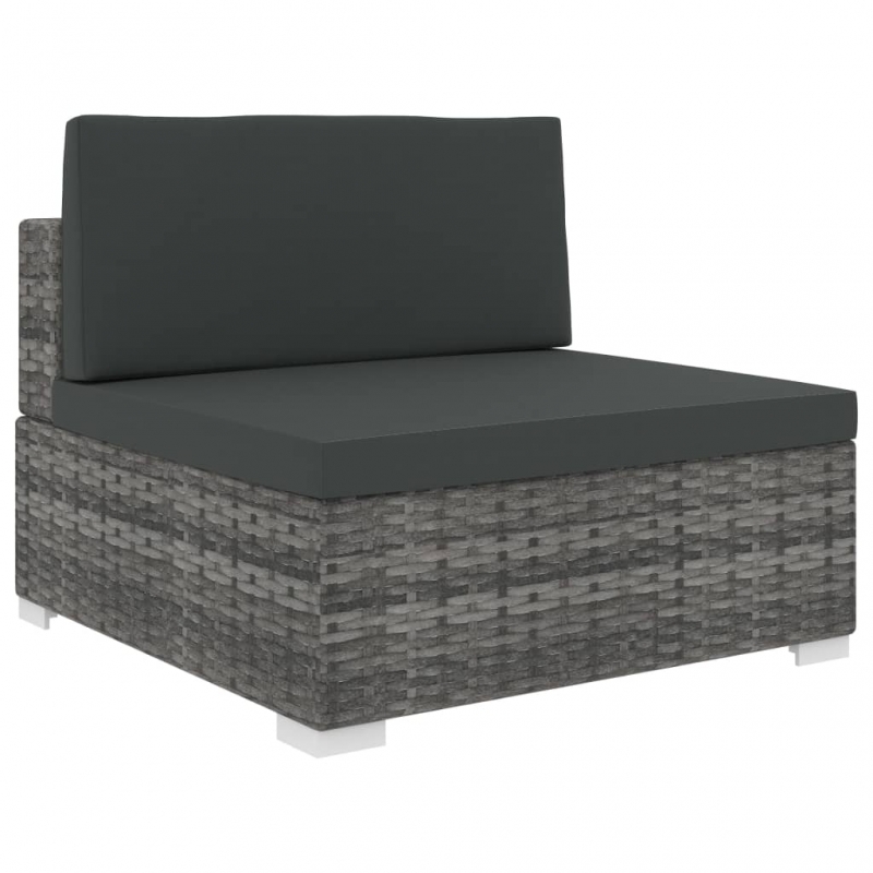 Modular-Sofa-Mittelteil 1 Stk. + Auflagen Poly Rattan Grau