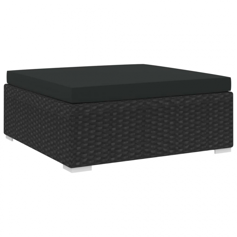 Modular-Fußhocker 1 Stk. mit Kissen Poly-Rattan Schwarz