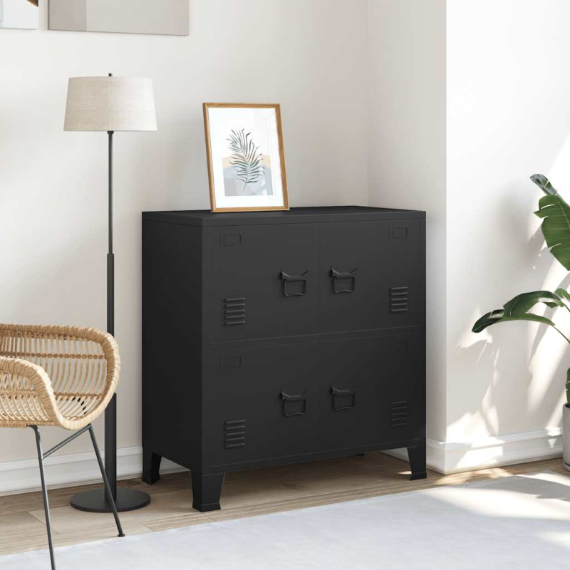 Lagerschrank Industrial Schwarz 75x40x80 cm Stahl