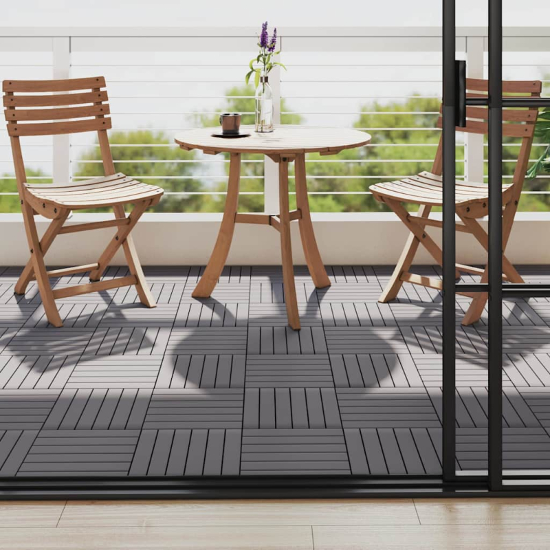 Terrassenfliesen 10 Stk. Grau 30 x 30 cm Massivholz Akazie