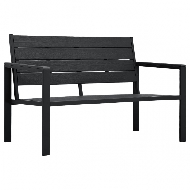 Gartenbank 120 cm HDPE Schwarz Holzoptik