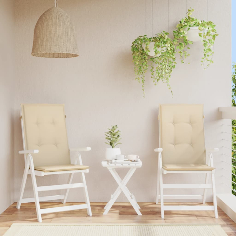 Gartenstuhlauflagen für Hochlehner 2Stk. Beige 120x50x3cm Stoff
