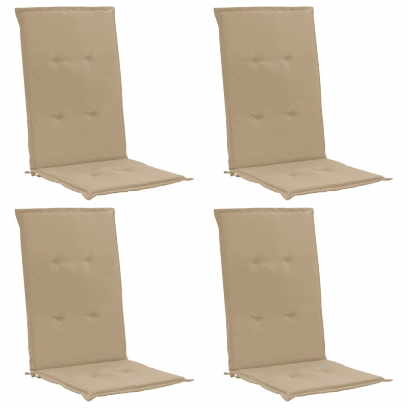 Gartenstuhlauflagen für Hochlehner 4Stk. Beige 120x50x3cm Stoff